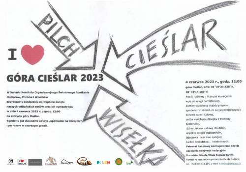 Spotkanie Cieślarów, Pilchów i Wisełków  oraz ich sympatyków w dniu 4 czerwca 2023 r. o godz. 12:00 na szczycie góry Cieślar.